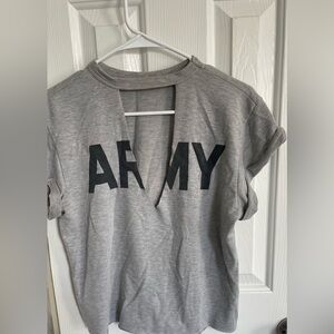 cutout army t shirt